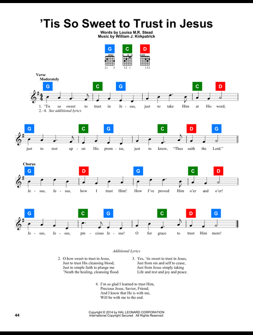'Tis So Sweet To Trust In Jesus - William J. Kirkpatrick, Travis Perry (ChordBuddy)