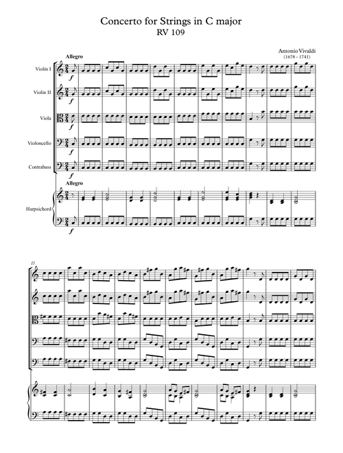 Concerto for Strings in C major RV 109 - Antonio Vivaldi (Orchestra)