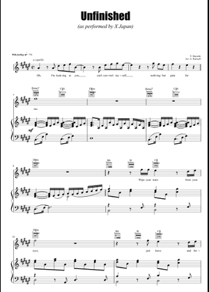 Unfinished – X Japan Sheet Music for Piano (Solo) | MuseScore.com