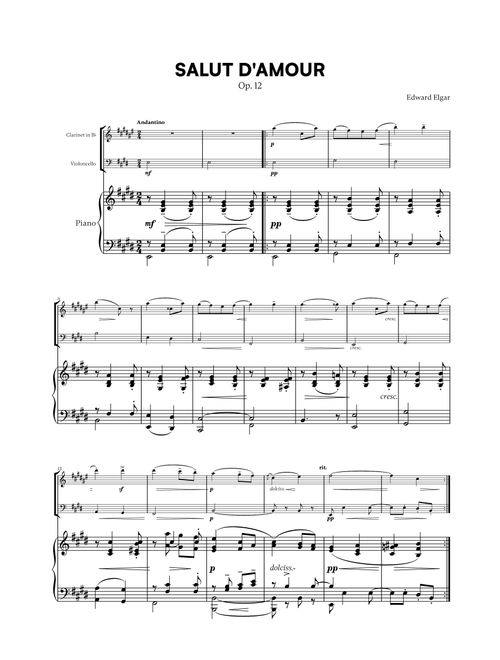 Edward Elgar - Salut d'Amour for Clarinet, Cello and Piano (Arr. Cadenza Editions) (Instrumental Duet and Piano)