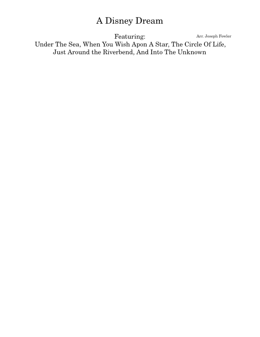 A Disney Dream Sheet Music for Piano, Trombone, Tuba, Flute piccolo ...