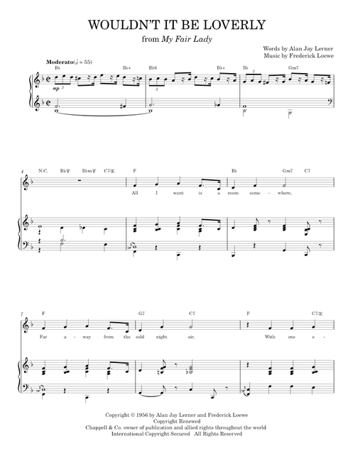Wouldn't It Be Loverly - Lerner & Loewe, My Fair Lady Musical (Piano Vocal)