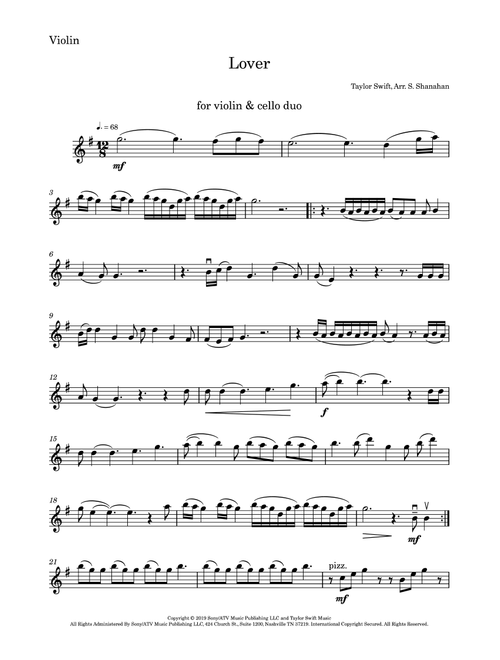 Lover (Arr. Sybil Shanahan, Beaux Strings) - Taylor Swift (Instrumental Duet)