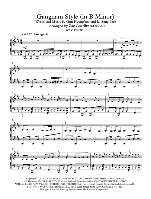 Gangnam Style (Arr. Zac Goerlitz) - PSY (Piano Solo)