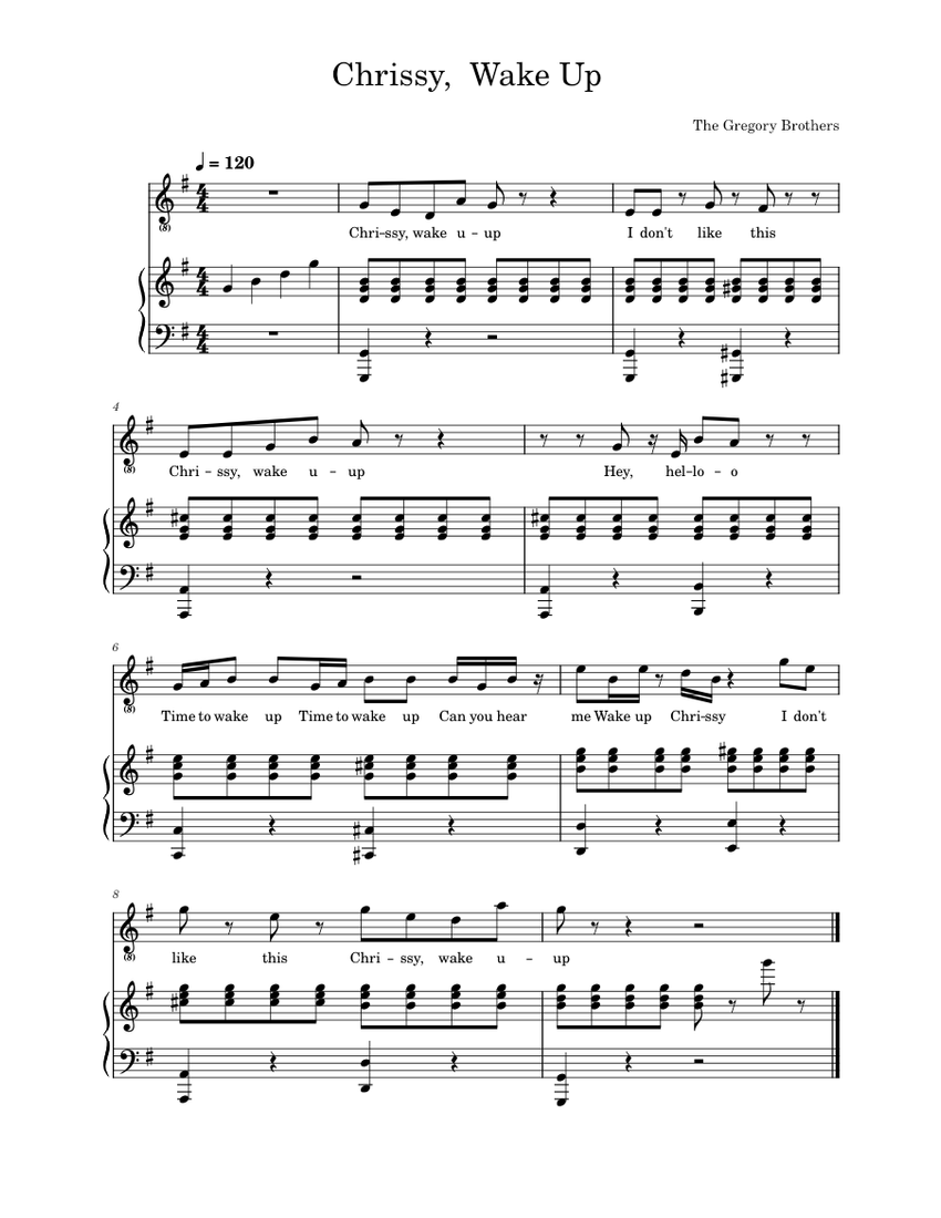 Chrissy, Wake Up The Gregory Brothers Sheet music for Piano, Vocals (PianoVoice)