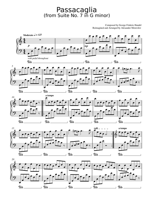 Passacaglia – Georg Friedrich Händel - Arranged by Alexander Motovilov