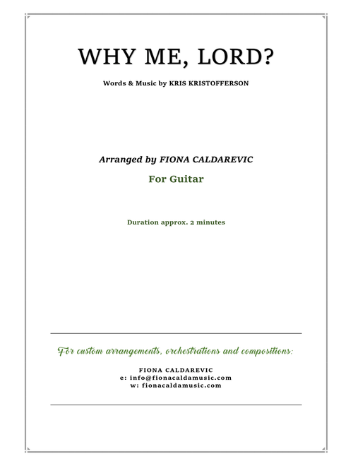 Why Me? (Why Me, Lord?) (Arr. Fiona Caldarevic) - Cristy Lane (Solo Guitar)