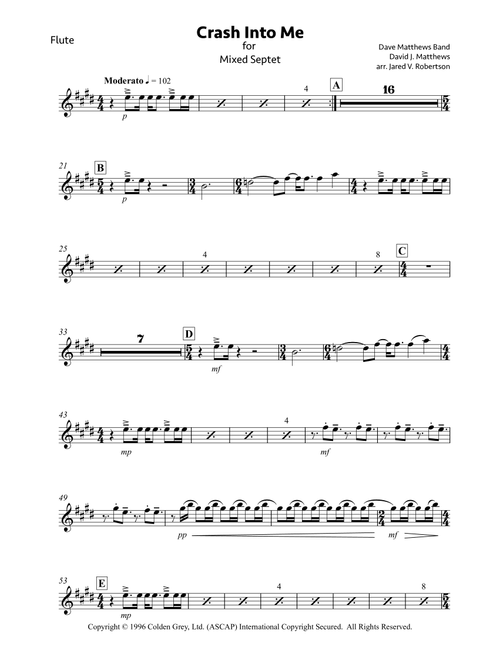 Crash Into Me (Arr. Jared V. Robertson) - Dave Matthews Band (Small Ensemble)