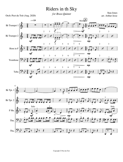 Riders in the Sky - Stan Jones arr. Arthur Jesse  (Brass Quintet)