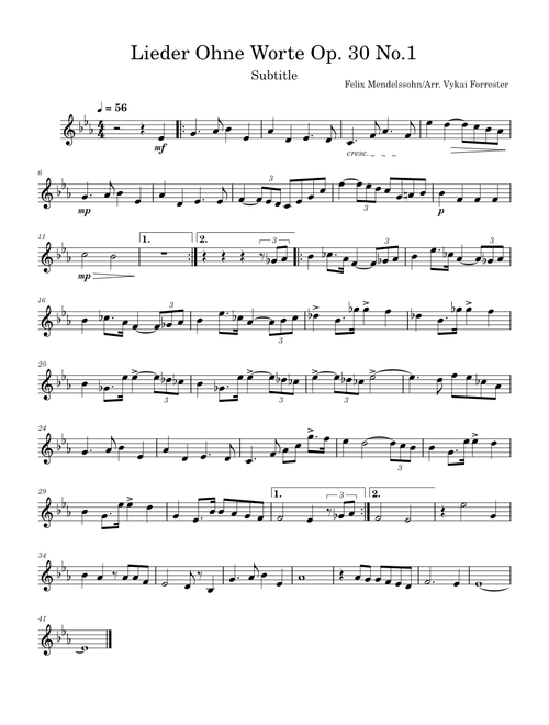 Lieder ohne Worte Op.30 No.1 – Felix Mendelssohn Violin