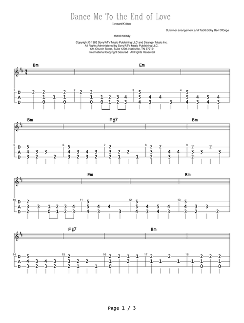 Dance Me To The End Of Love (Arr. Ben D'Ooge) - Madeleine Peyroux (Instrumental Duet)
