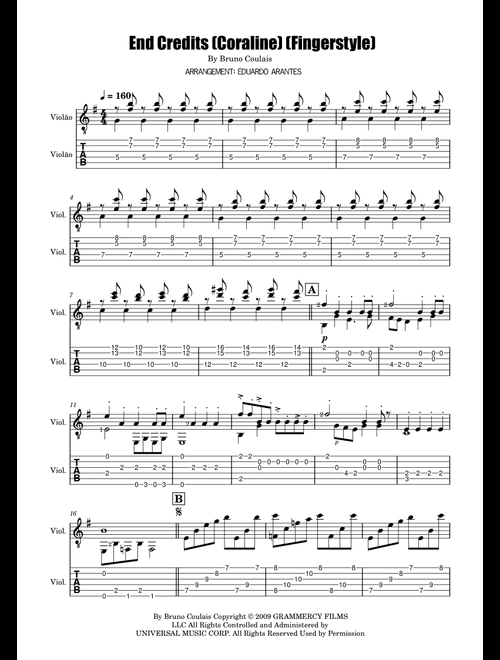 End Credits (Arr. Eduardo Arantes) - Bruno Coulais (Solo Guitar)