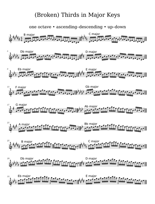 Broken Diatonic Third Exercises for Saxophone