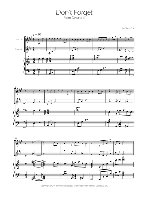 Don't Forget (Arr. Ygor Nunes Silva) - Toby Fox (Saxophone Duet)