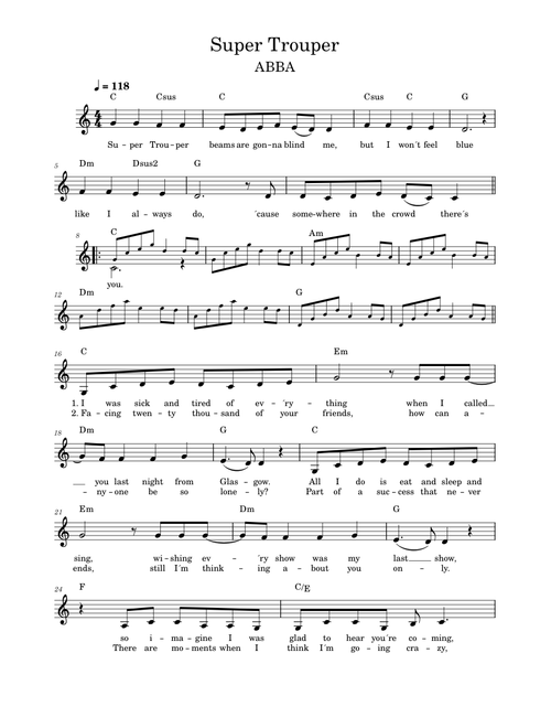 Super Trouper – ABBA (Leadsheet)