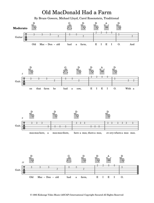 Old Macdonald Had A Farm (Arr. Matt Lawton) - Carol Rosenstein, Traditional, Bruce Gowers (Guitar Tab)