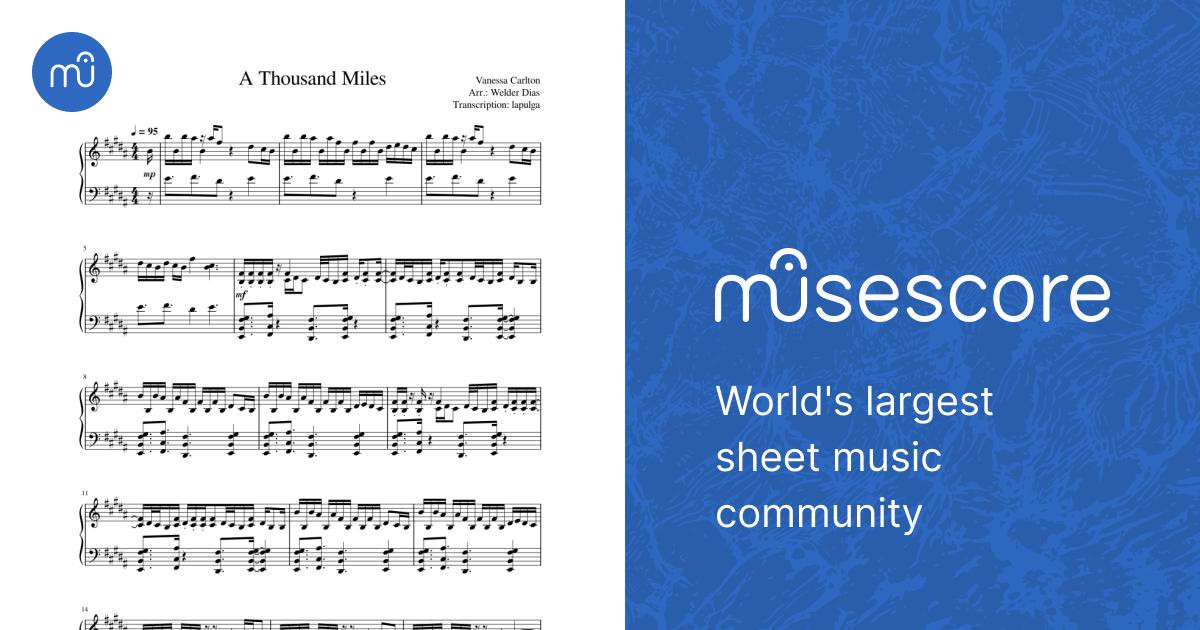 A Thousand Miles Vanessa Carlton Piano Cover By Welder Dias Sheet music for Piano Solo Musescore