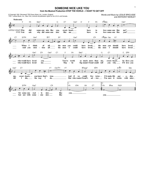 Someone Nice Like You - Leslie Bricusse (Lead Sheet - Fake Book)