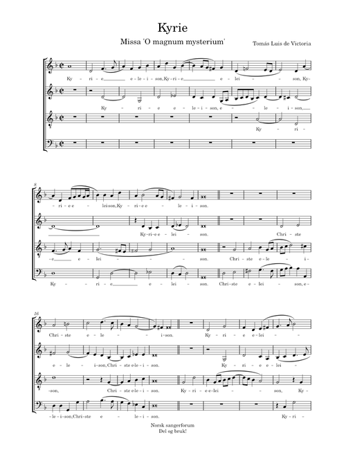 Kyrie, Missa O Magnum Mysterium – Tomás Luis de Victoria