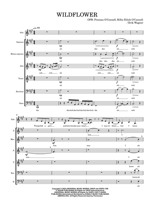 Wildflower (Arr. Erik Wagner) - Billie Eilish (Choral, SATB divisi)