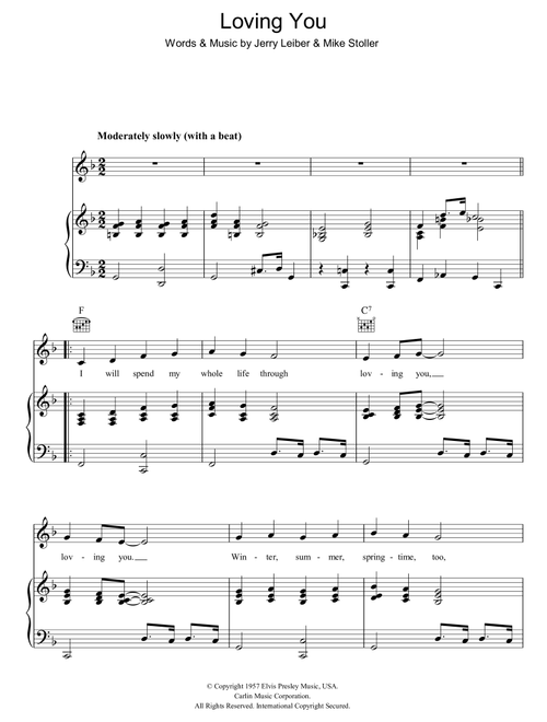 Loving You - Elvis Presley, Leiber & Stoller (Piano-Vocal-Guitar (Piano Accompaniment))