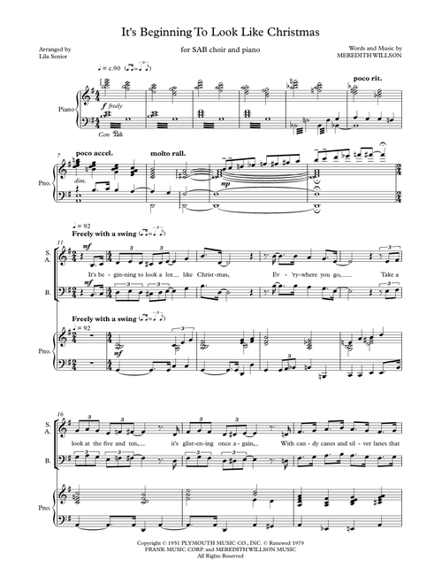 It's Beginning To Look Like Christmas (Arr. Lila Senior) - Michael Buble (Choral, SAB)