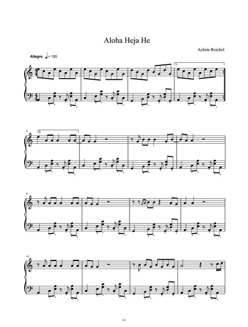 Aloha Heja He (Arr. Achim Reichel) (Piano Solo)