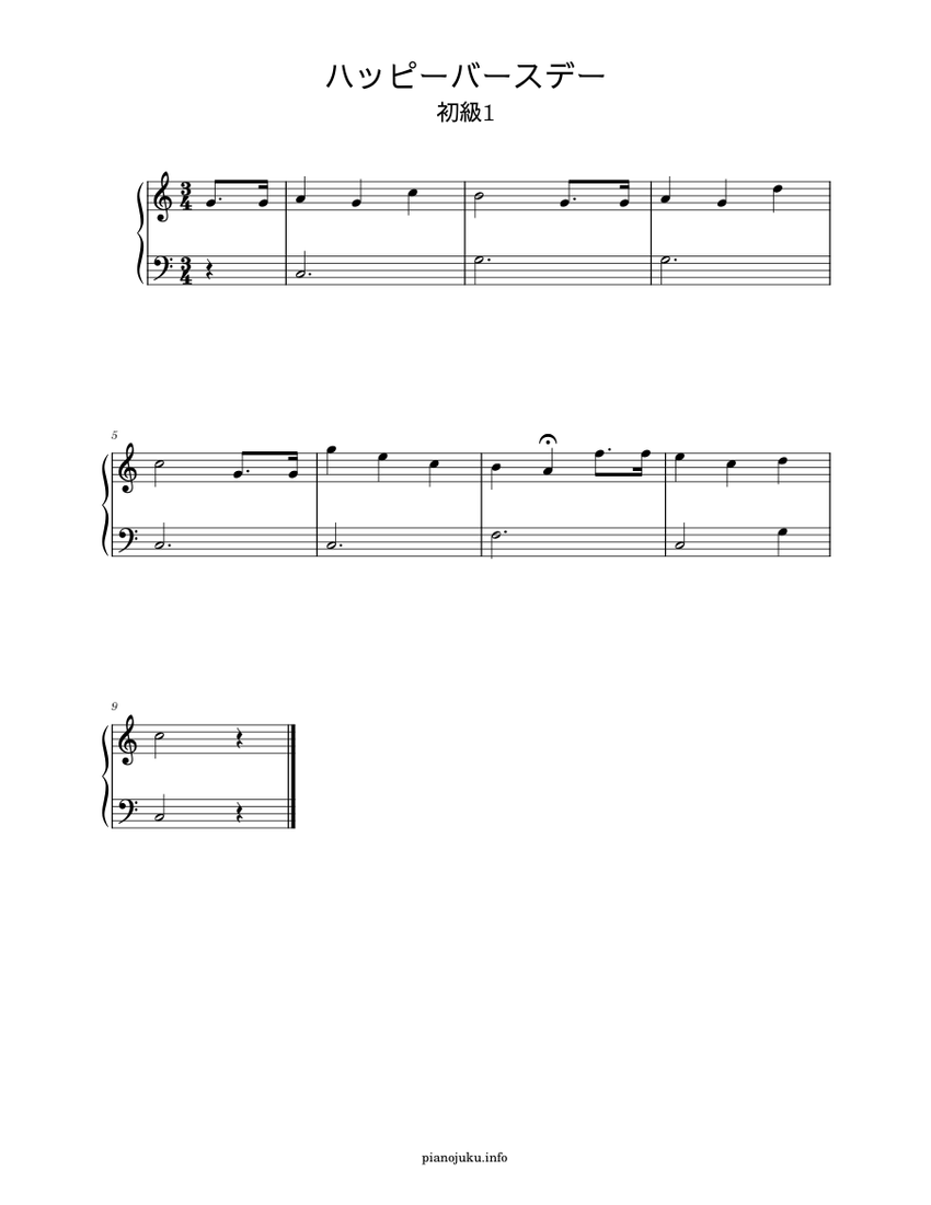 ハッピーバースデー 初心者向け 簡単楽譜 Piano Tutorial