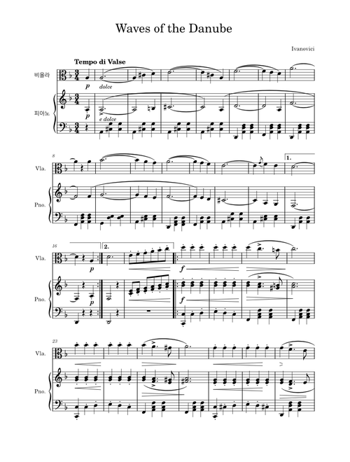 Danube waves – Iosif Ivanovici Waves of the Danube Viola+Piano