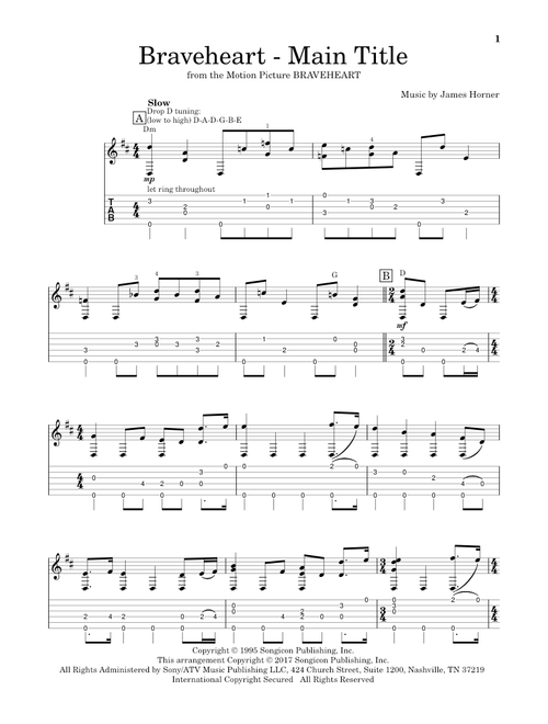 Braveheart - Main Title - James Horner (Solo Guitar)