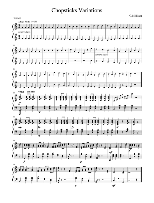 C.Milliken - 12 Variations on 'Chopsticks'
