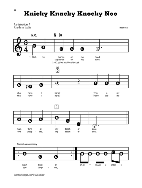Knicky Knacky Knocky Noo - Traditional (E-Z Play Today)