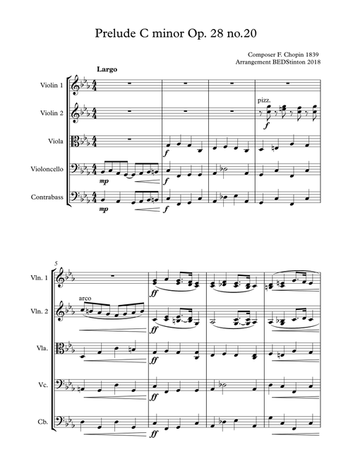 Prelude in C minor Op. 28 No. 20 (Arr. Barry Stinton) - Frederic Chopin (String Quartet)