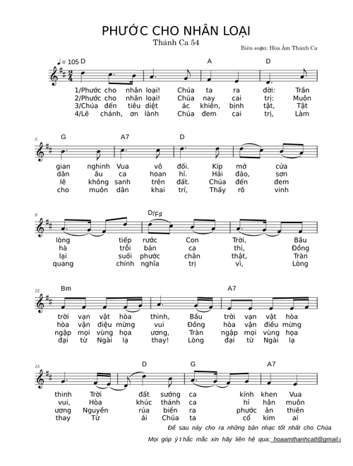 PHƯỚC CHO NHÂN LOẠI - Thánh Ca 54