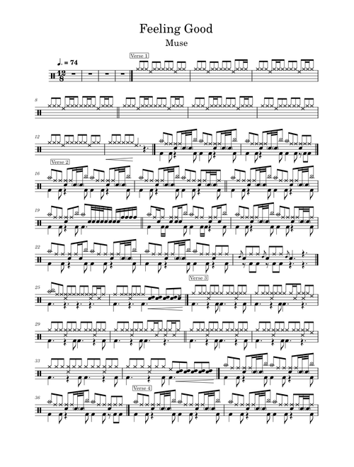 Feeling Good - Muse - Drum Sheet