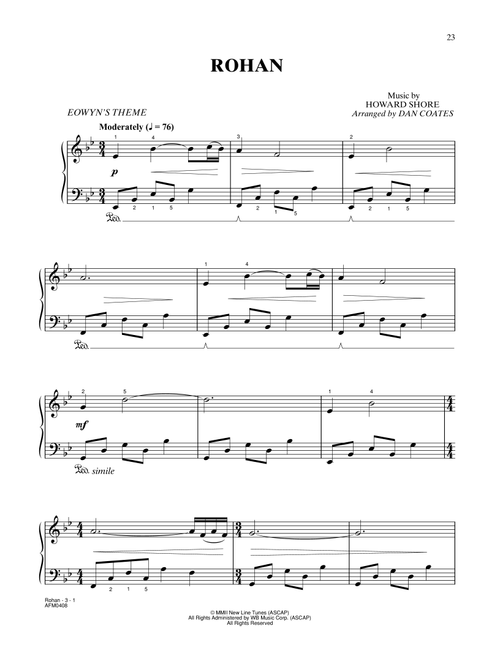 Rohan (from The Lord Of The Rings: The Two Towers) (arr. Dan Coates) - Howard Shore (Easy Piano)