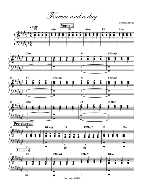 Forever And A Day (Arr. InstrumentalVal) - Benson Boone (Piano Solo)