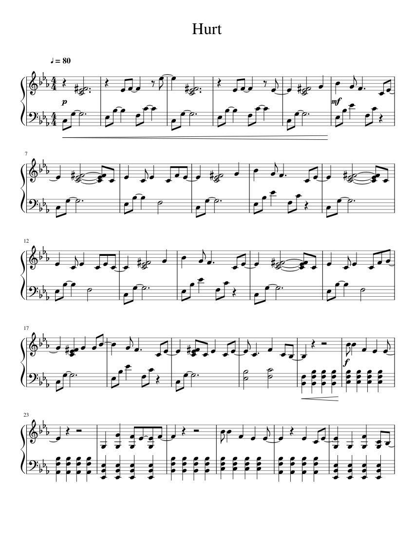 Hurt Sheet music for Piano (Solo) 