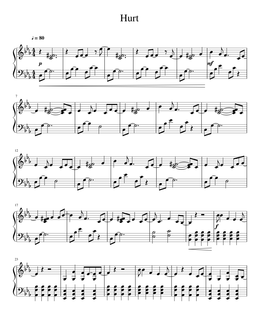 Hurt Sheet music for Piano (Solo) Hurt Sheet music for Piano (Solo)