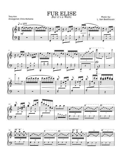 Fur Elise Waltz Version - L.V. Beethoven [Arr. Tony Ann]