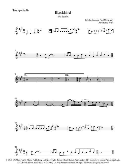 Blackbird (Arr. Fabio Britto) - The Beatles (Trumpet Solo)