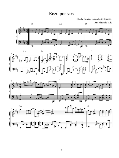 Rezo Por Vos (Arr. Mauricio V. P.) - Luis Spinetta (Piano Solo)