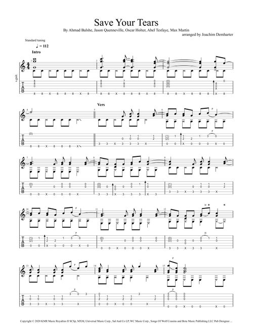 Save Your Tears (Arr. Joachim Demharter) - The Weeknd (Solo Guitar)