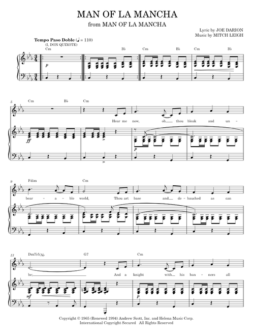 Man Of La Mancha (I, Don Quixote) - Joe Darion, Man Of La Mancha Musical (Piano Vocal)