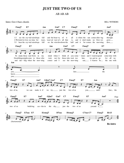 Just the Two of Us Lead Sheet - Bill WIthers