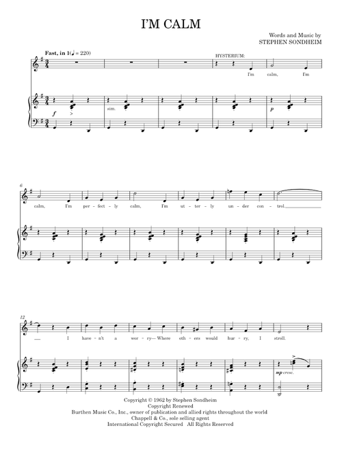 I'm Calm - Assassins Musical, Stephen Sondheim (Piano Vocal)