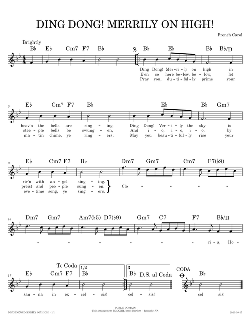 Ding Dong! Merrily On High! [lead sheet] – Traditional