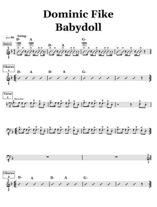 Babydoll – Dominic Fike (guitar chord chart)