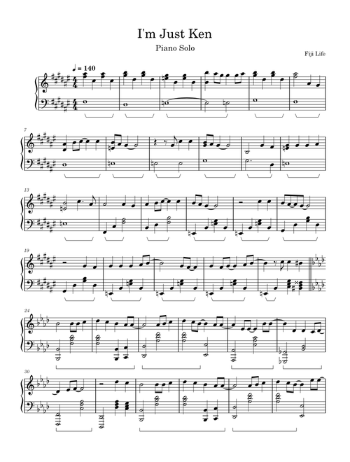 I'm Just Ken – Ryan Gosling (Piano Solo)