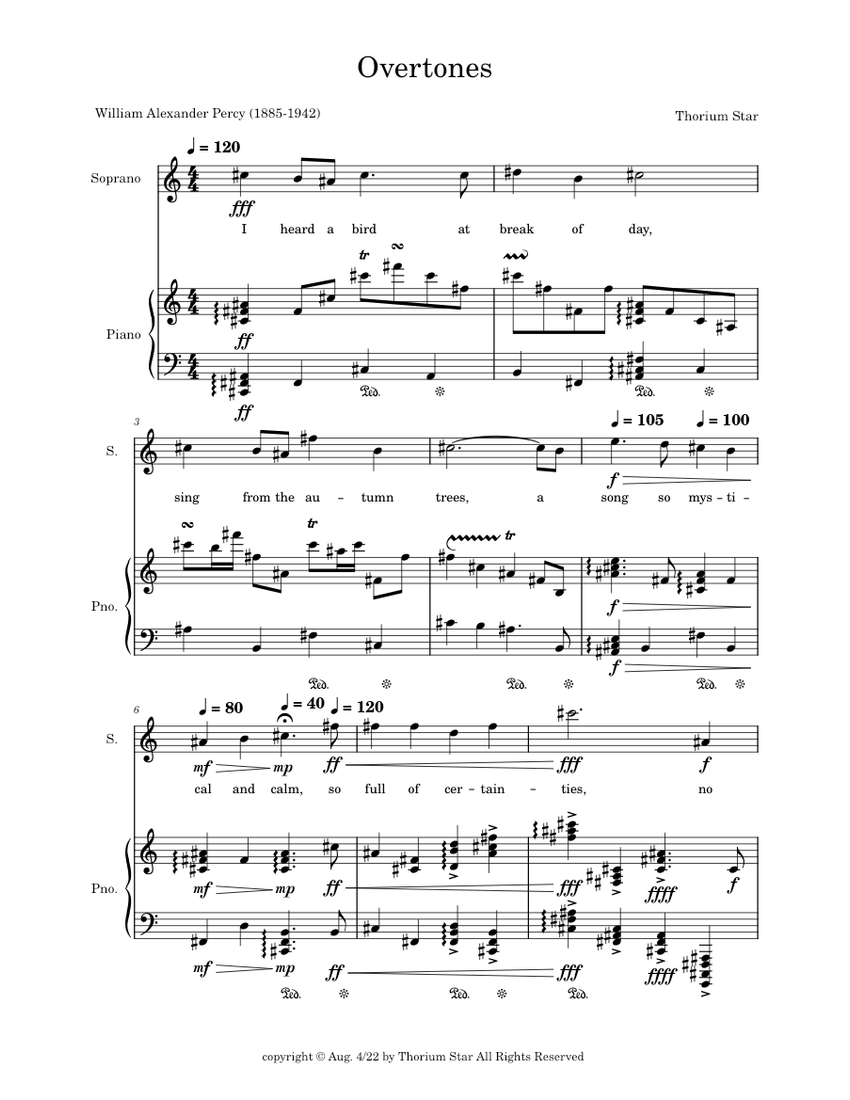 Overtones Script Overtones Sheet Music for Piano, Soprano (Piano-Voice) | MuseScore.com